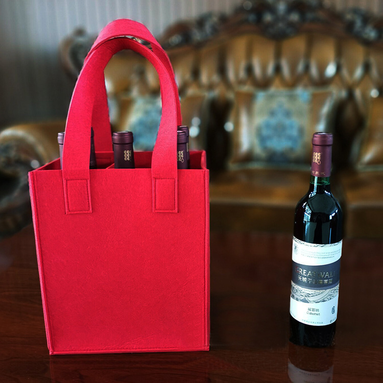 Advertising Gift Wine Bag Felt Wine Bag Bota Bag Printed Logo Fashion 6 Bottles Red Wine Bag Felt Handbag