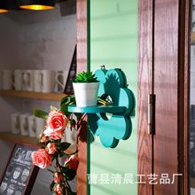 创意木质置物架花朵造型走廊装饰架门口绿植多肉架摆件实木展示架
