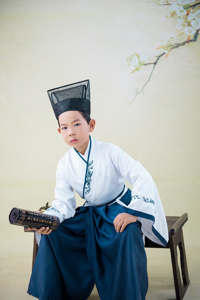 创代设 小男孩汉代委貌冠  儿童汉服帽子  唐制文臣帽新款透网