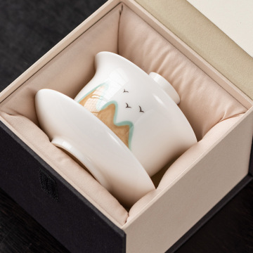 羊脂玉瓷三才盖碗高档商务礼品送领导老师父亲公司年会精品伴手礼