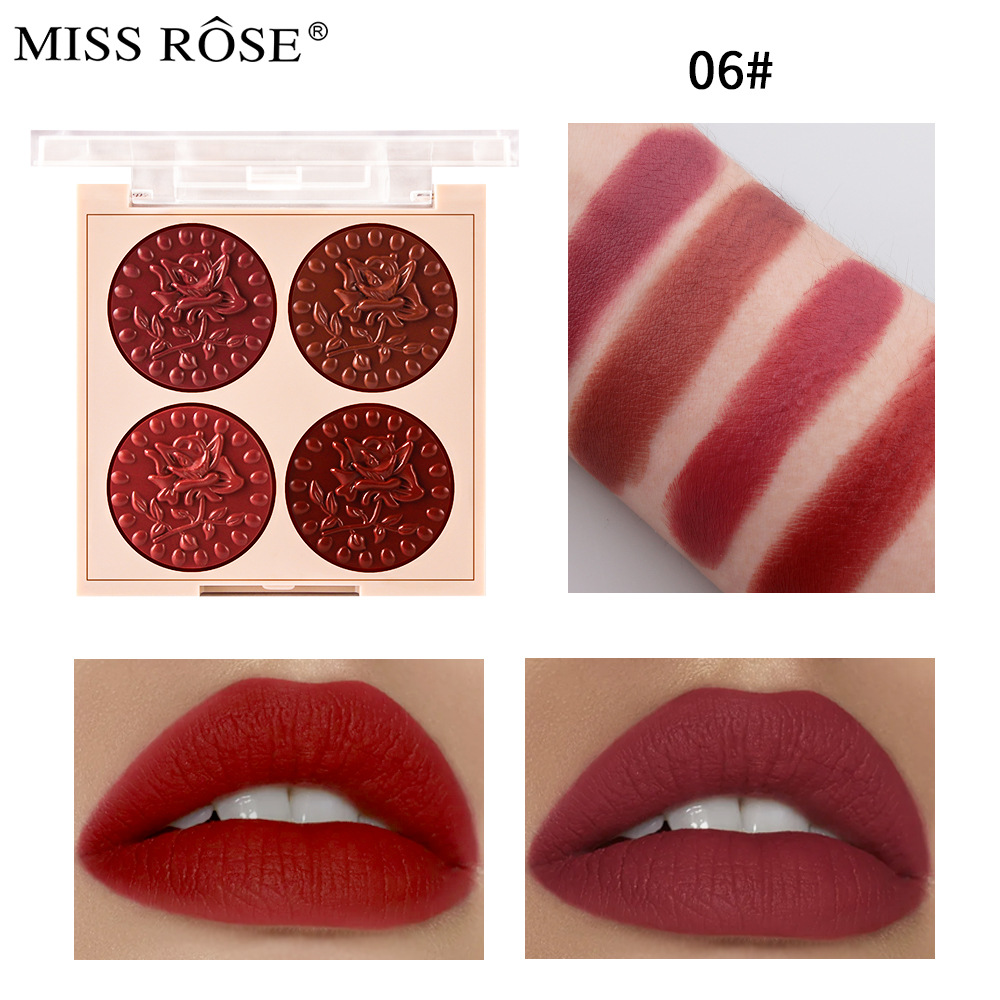 Missrose Popular Recommended Matte Embossed Lipstick Set Box No Stain on Cup Non-Fading Lipstick Compact Wholesale Supply