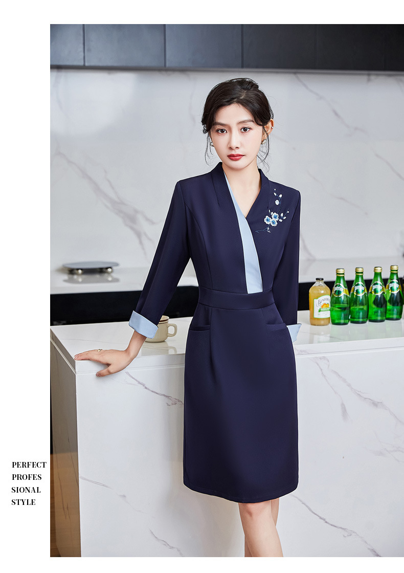 职业连衣裙女春款通勤气质酒店前台迎宾工装美容顾问珠宝店工作服