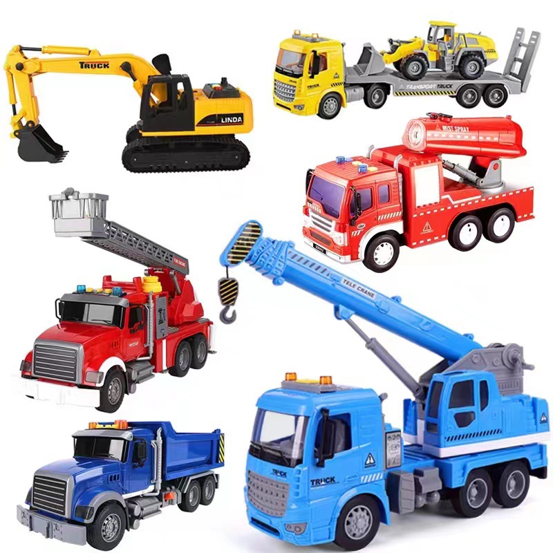 Large Crane Engineering Vehicle Children's Simulation Set Crane Toy Boy Dumptruck Excavator Fire Truck Wholesale