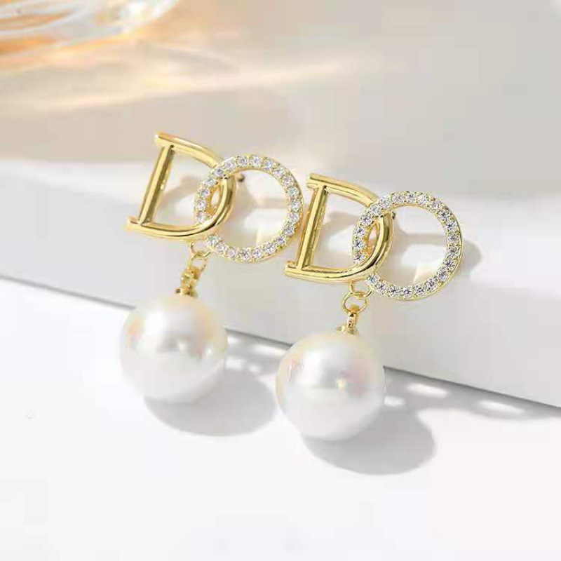 2021new Korean Style Temperament Trend Letter Do Pearl Stud Earrings Simple Fairy Little Fresh Earrings