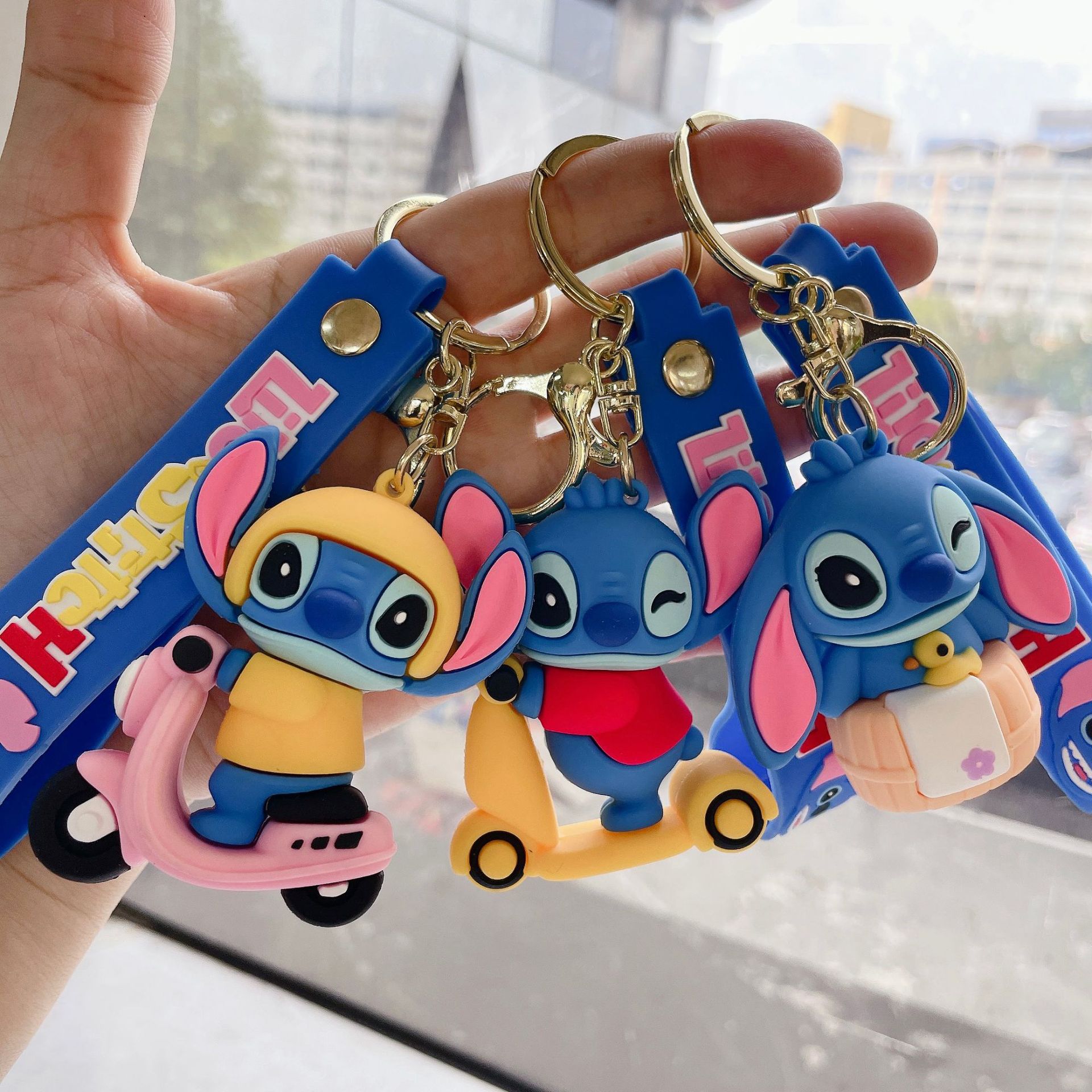 Cross-Border New Arrival Stitch Keychain Doll Creative Cute Stitch Handbag Pendant Car Trinkets Wholesale