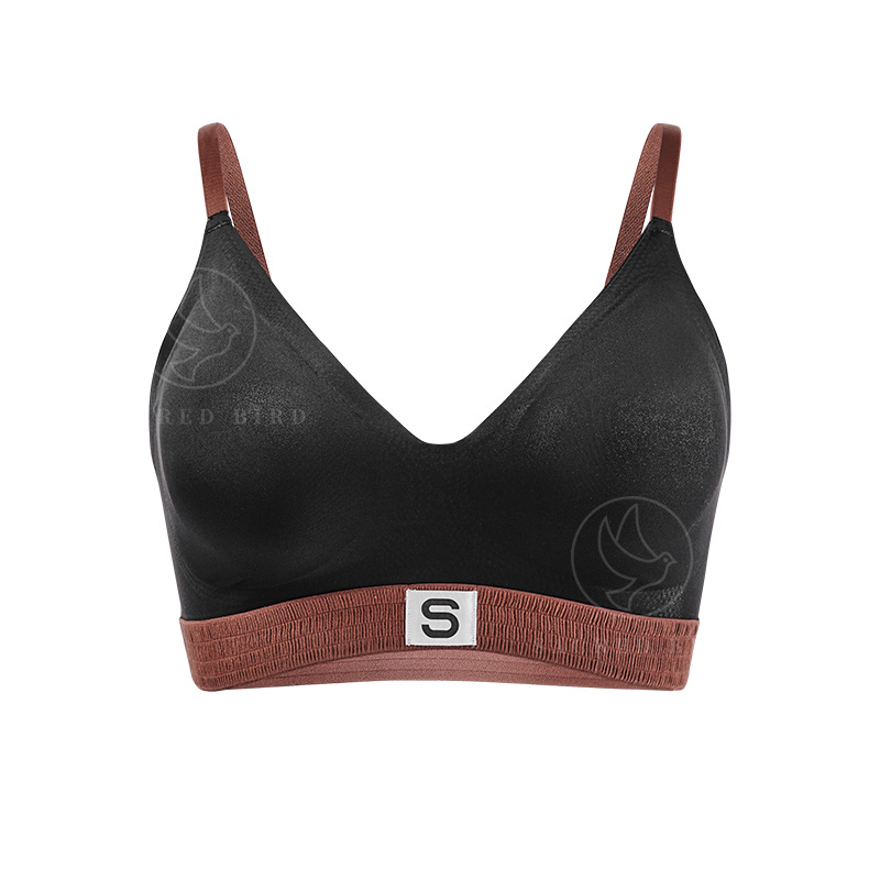 Special Multicolor Ribbon Stitching Seamless Thin Breathable Sports Underwear with Chest Pad Push up Ladies Underwired Bra