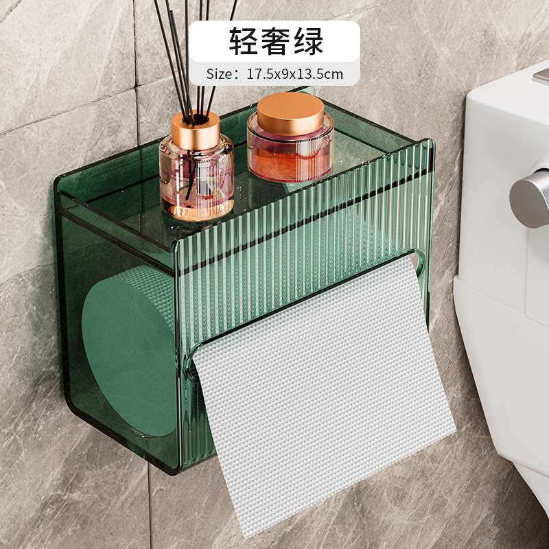 New Light Luxury Acrylic Tissue Box Bathroom Waterproof Wall-Mounted Punch-Free Kitchen and Toilet Living Room Tissue Box