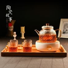 玻璃茶壶耐高温加厚单壶家用小花茶壶茶水分离过滤泡茶壶茶具套装