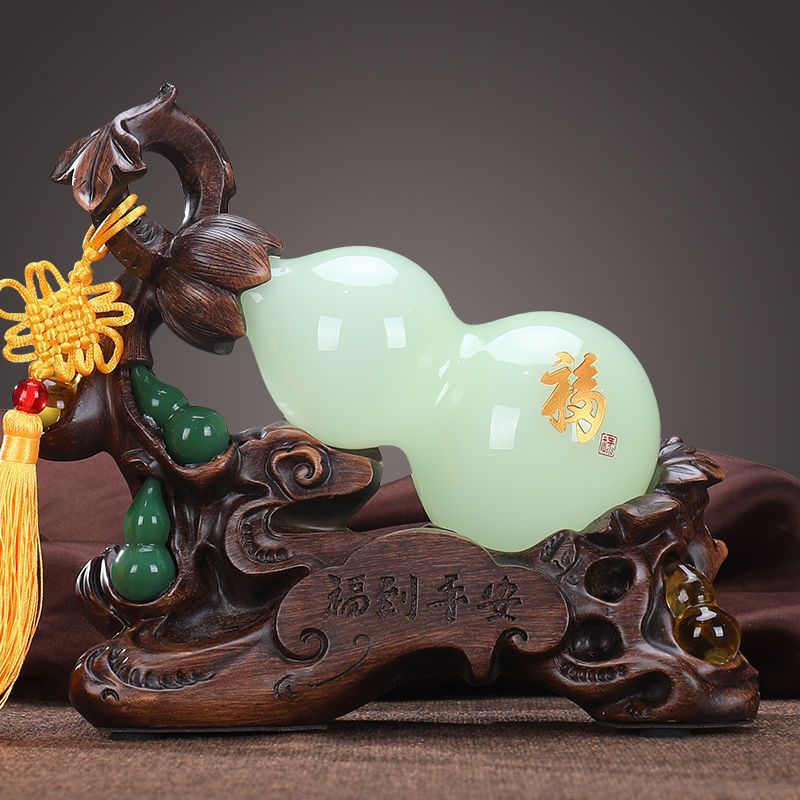 玉葫芦摆件客厅招财风水酒柜装饰品办公室桌摆设乔迁新居开业礼品