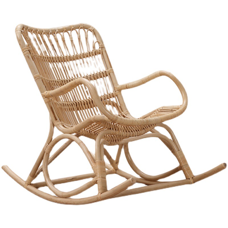 真藤摇椅北欧藤编家用休闲藤椅阳台摇摇椅日式休闲椅大人老人躺椅