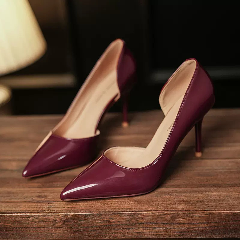 6687A法式名媛舒适侧镂侧空百搭女名媛仙女气质高跟鞋单鞋通勤鞋