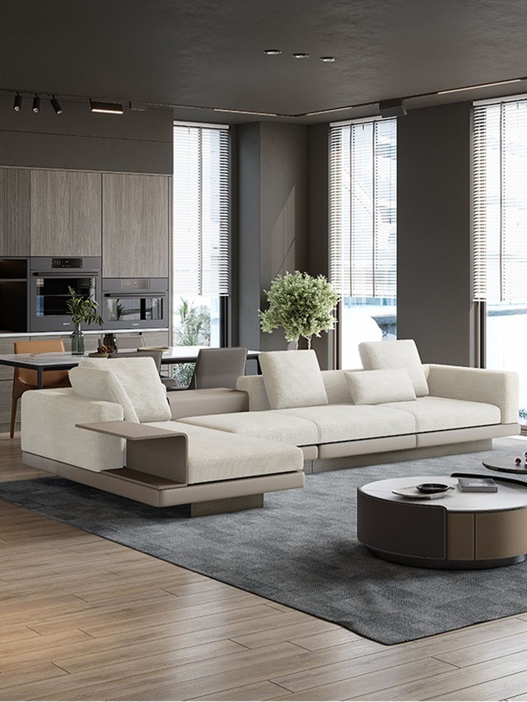 意式极简贵妃康纳利棉麻沙发客厅简约现代三人四人位直排布艺沙发