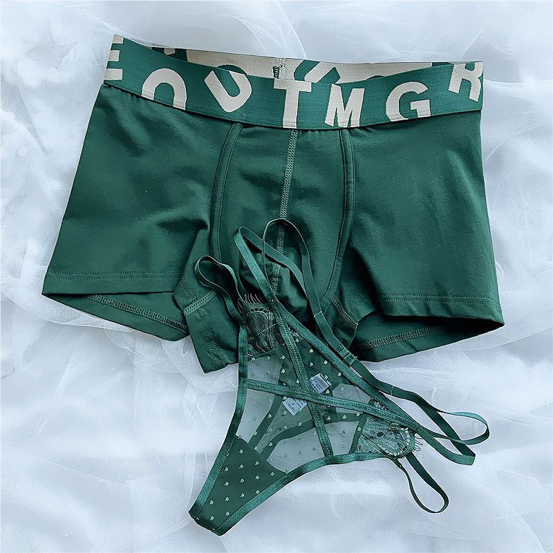 无痕情侣内裤一男一女蕾丝丁字裤性惑激情火辣情侣款内衣套装