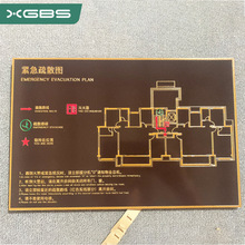 消防疏散示意图 酒店安全逃生图ktv学校紧急平面图不锈钢标牌批发