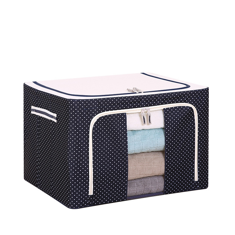 24L Steel Frame Storage Box Oxford Cloth Storage Box Foldable Fabric Art Steel Frame Box Clothes Quilt Organizing Box