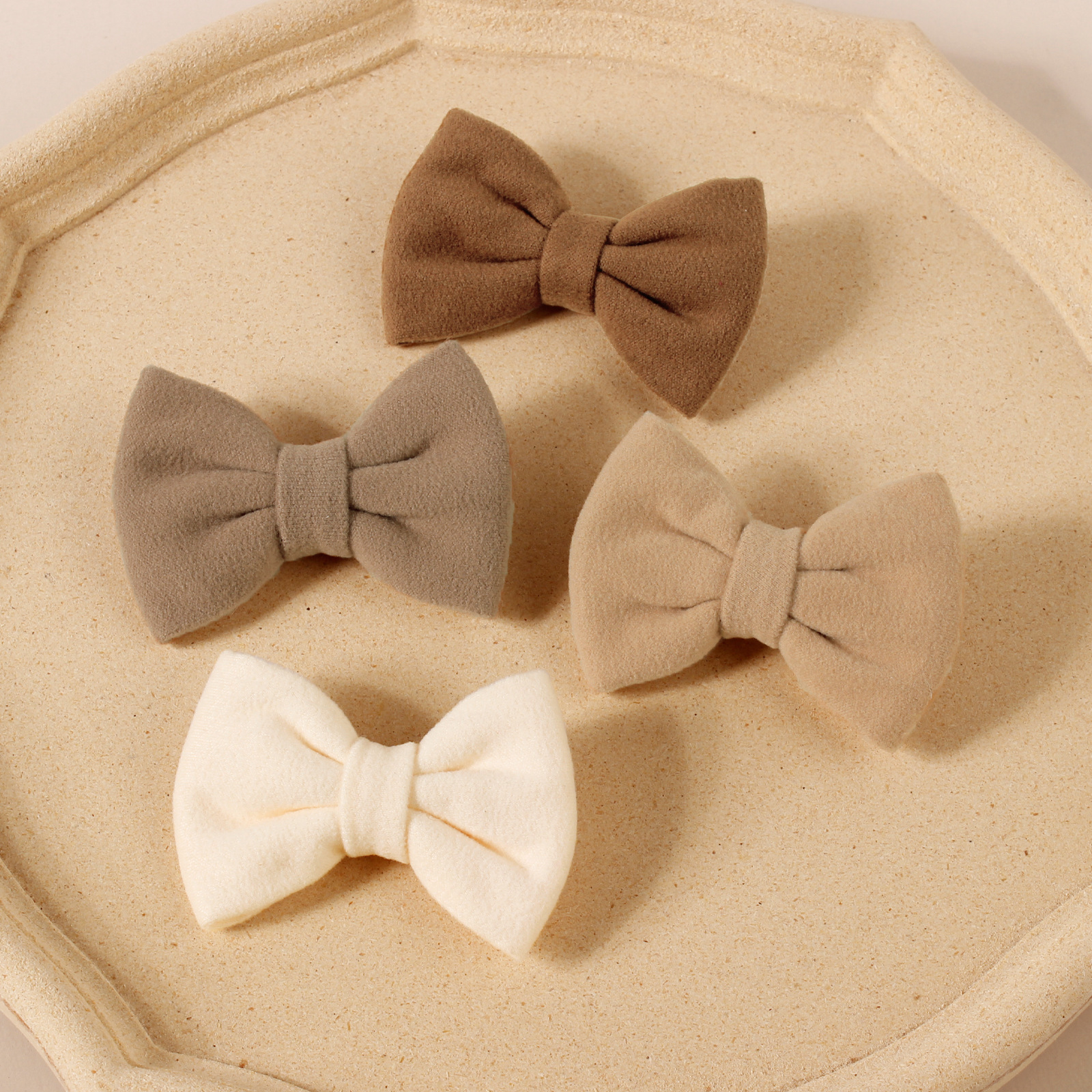 欧美新款儿童头饰仿羊绒蝴蝶结儿童发卡纯色女童刘海侧边夹顶夹