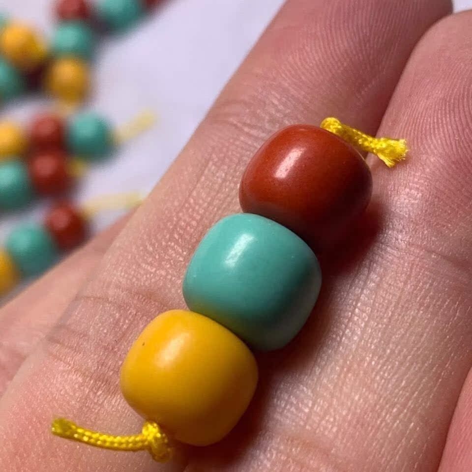 绿松石黄玉瓦西南红红绿灯老型珠配套108手链配饰