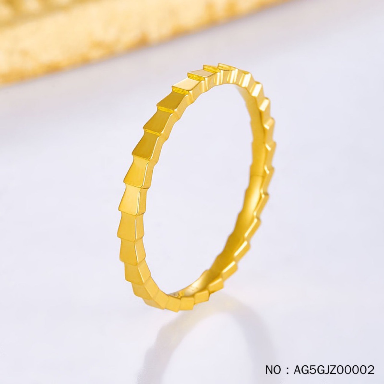 黄金戒指5g黄金蛇骨固口时尚条戒黄金首饰