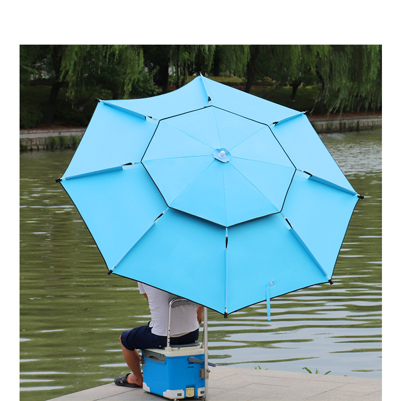 户外钓鱼伞大钓伞加厚万向鱼伞双层防暴雨防晒防紫外线遮阳伞渔具