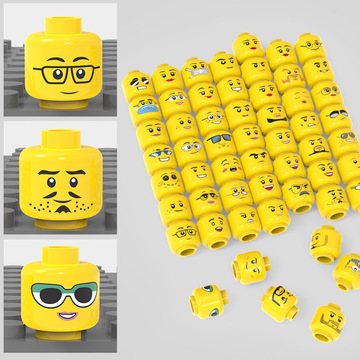 兼容乐高积木人仔头随机56个表情头部表情配件3626公仔头现货
