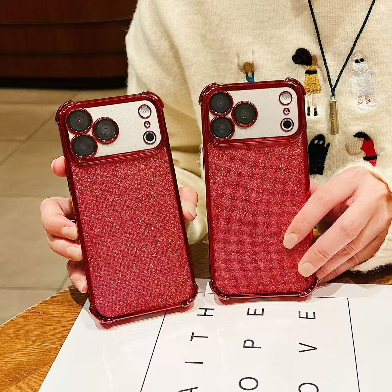 新年中国红适用VIVO S50闪粉电镀四角防摔手机壳X300透明镜头膜