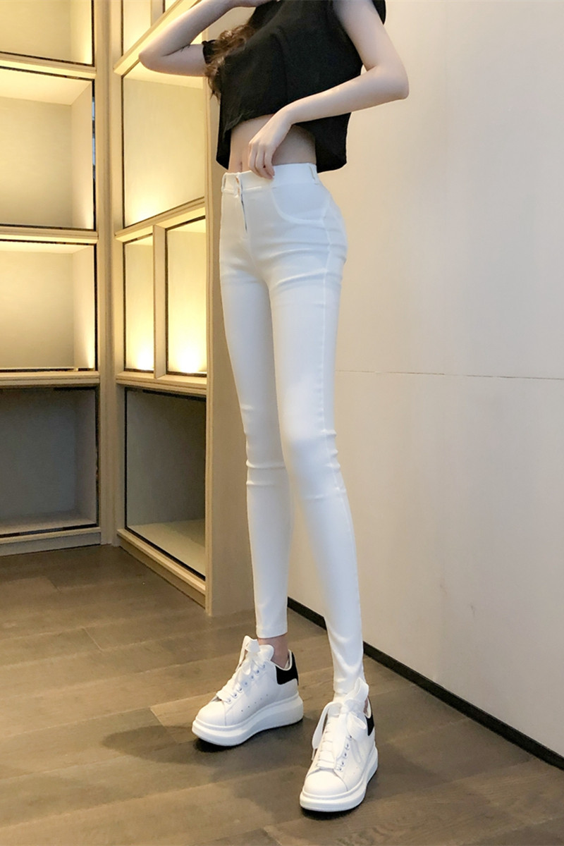 网红主播白色蜜桃臀打底裤女薄款低腰弹力紧身显瘦翘臀健身小脚裤