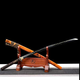 龙泉刀剑手工日式一体高锰钢烤黑武士刀乔迁影视赠礼冷兵器未开刃