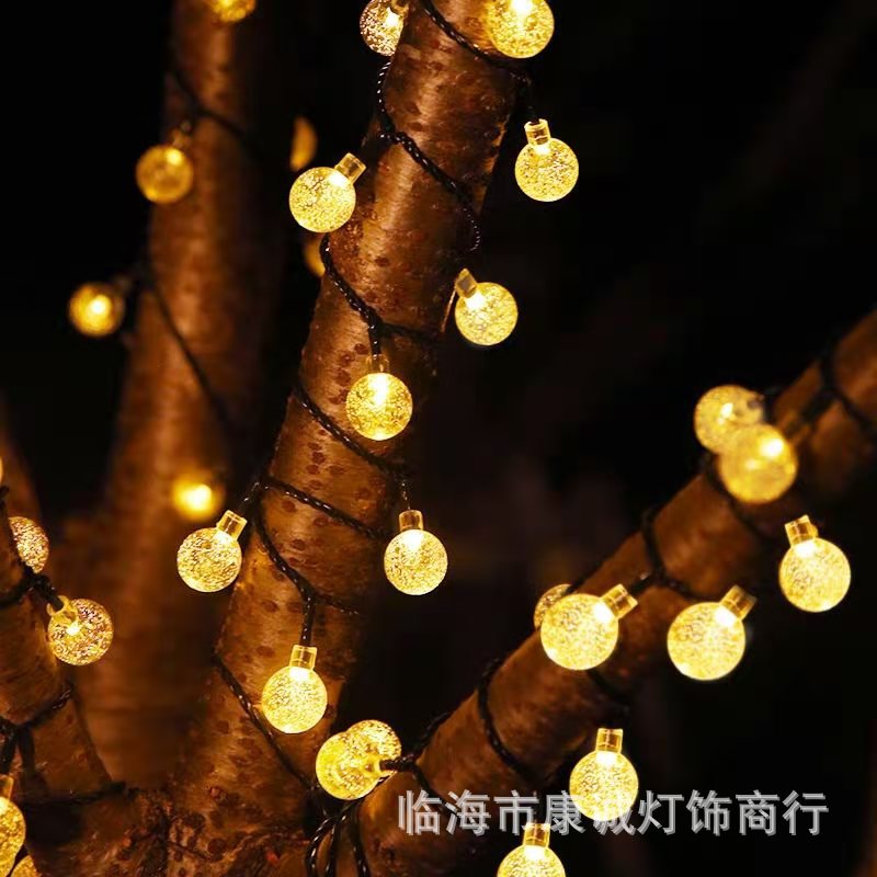 Solar Bubble Spherical Luminous Lighting Chain Outdoor Atmosphere Crystal Ball Colored Lights Christmas Garden Courtyard Chandeliers