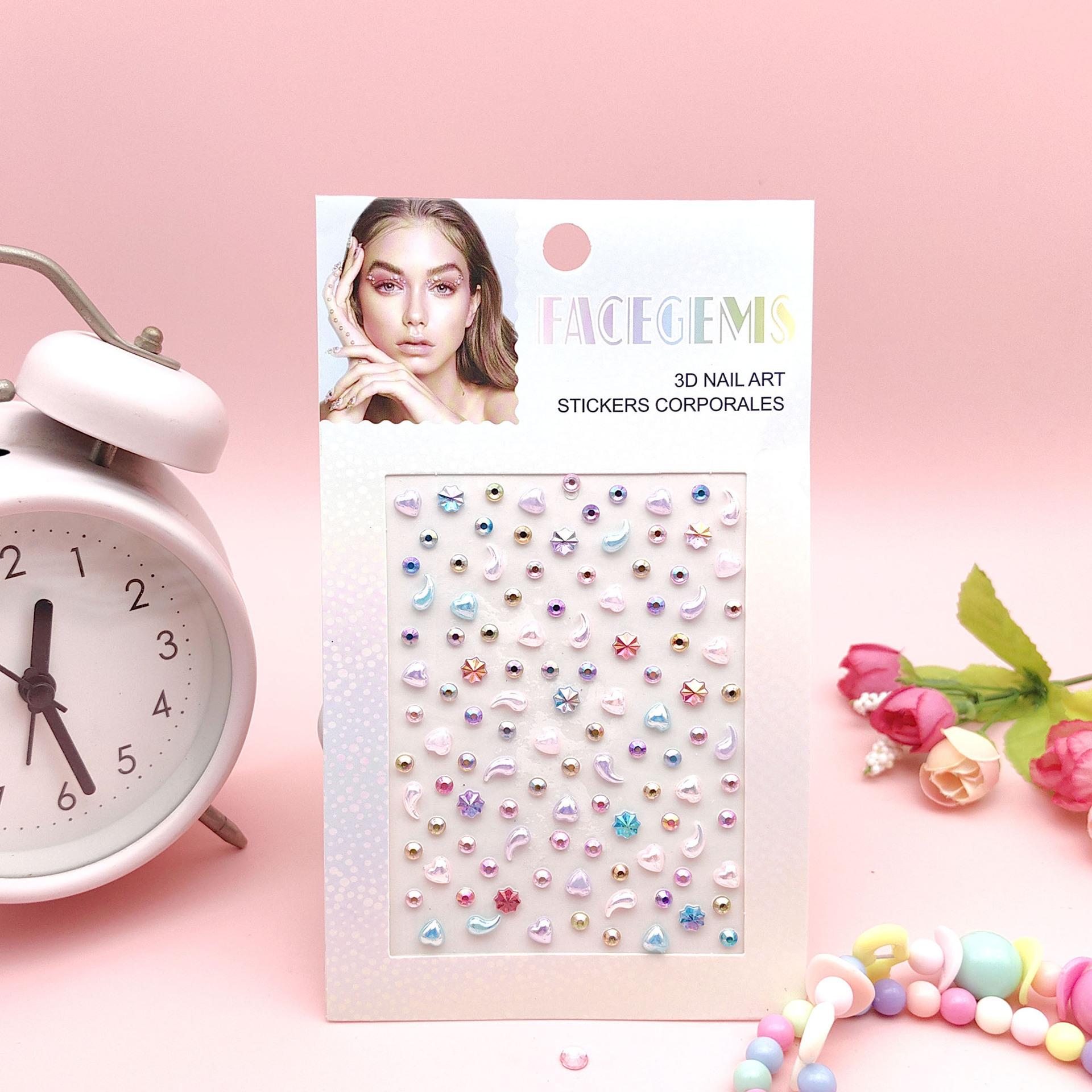 Popular European and American Foreign Trade Face Eye Gem Diamond Sticker Love Moon Butterfly round Diamond Self-Adhesive Mix and Match Diamond