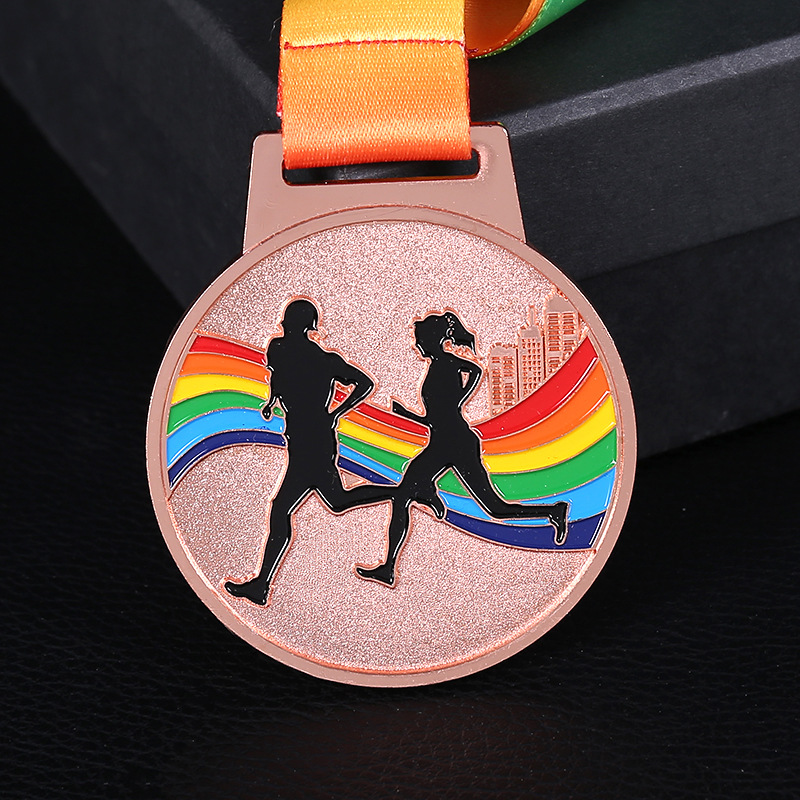 Marathon Competition Honor Medal Making Track and Field Running Metal Gold and Silver Copper Listing Medal Wholesale Printed Logo