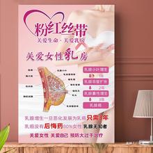 粉红丝带海报广告宣传美容院养生馆胸部保养乳腺调理墙贴挂图新款