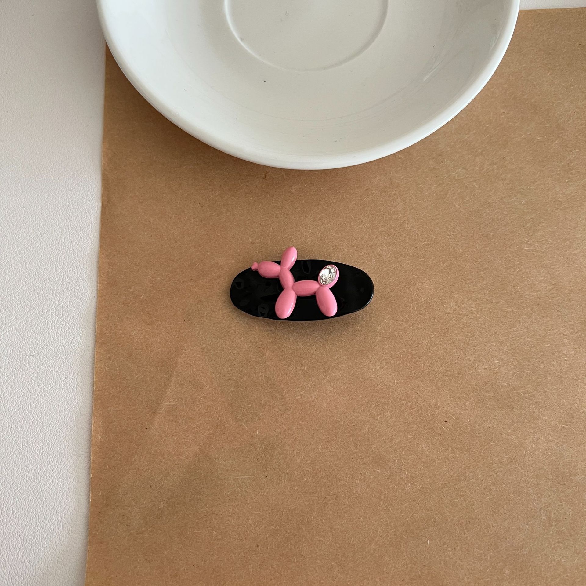 Sweet Korean Balloon Dog Duckbill Clip Pink Rhinestone Letters Bang Clip Metal Bang Clip Barrettes Side Clip