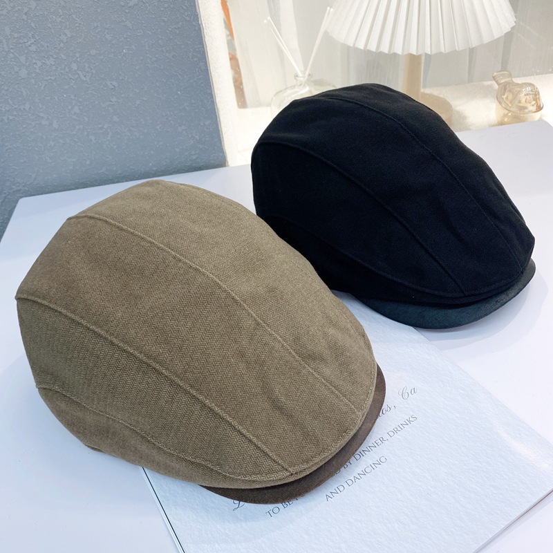 秋季新款帽子男复古鸭舌帽女英伦潮纯色时尚前进帽文艺画家贝雷帽