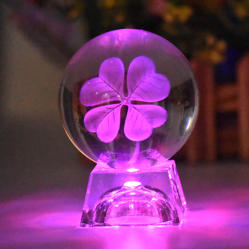 水晶球四叶草银河系蒲公英一路有你玫瑰花星空球 激光内雕水晶球