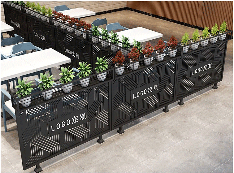 北欧铁艺餐厅绿植花栏矮隔断奶茶店咖啡厅花架护栏墙过道装饰围栏