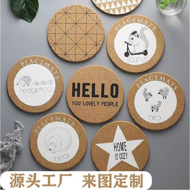 工厂定制隔热丝印软木杯垫UV印刷广告LOGO中纤板杯垫创意陶瓷杯