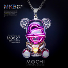 MOCHI机械小熊吊坠赛博朋克潮牌原创春节礼物发光钛钢项链女