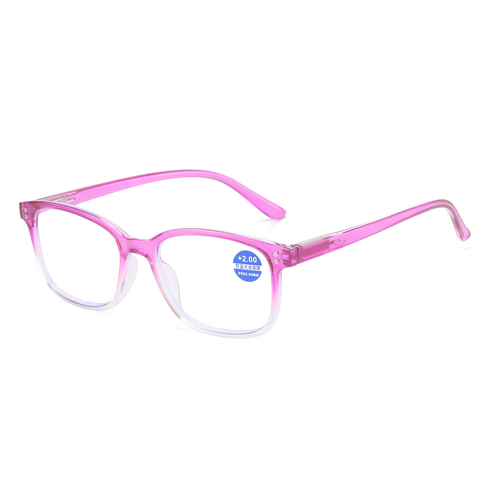 New Gradient Fashion Transparent Rivet Anti Blue Light Reading Glasses Clear Comfort Full Frame Portable Presbyopic Glasses Wholesale