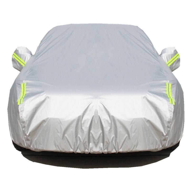 Spot Goods Car Cover Visor 190T Single Layer Silver-Coated Cloth Polyester Taffeta Dustproof and Sun Protection Car Cover Rainproof