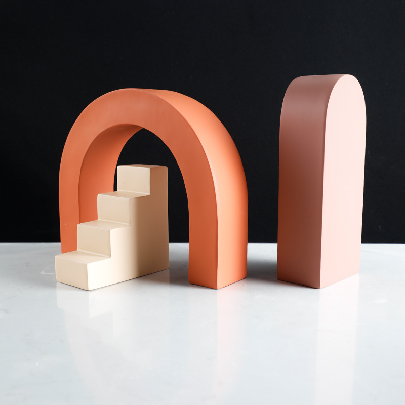 现代简约创意几何立体树脂摆件样板房售楼处家居软装艺术品摆设