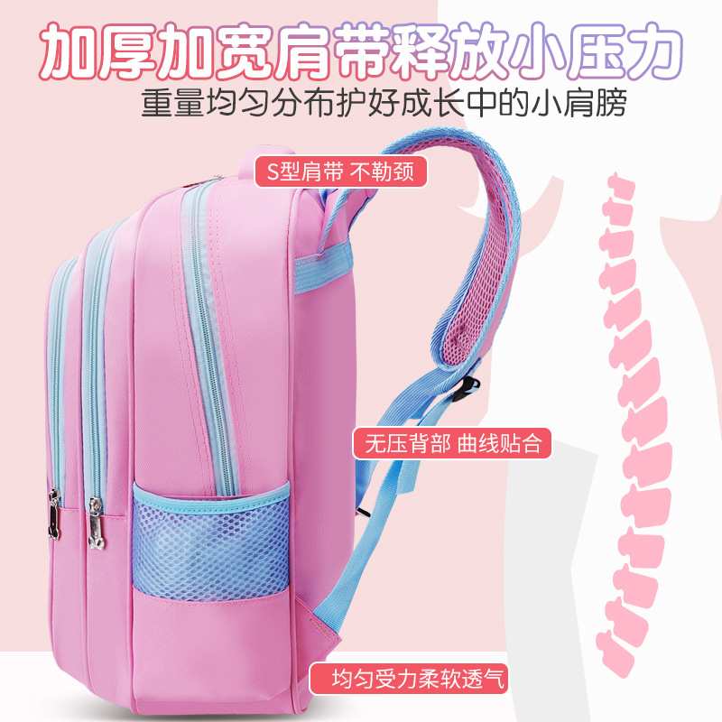 New Internet Celebrity Schoolbag Primary School Student Grade 1-6 Girl Kindergarten Waterproof Large Capacity Burden Reduction Schoolbag Cartoon 6