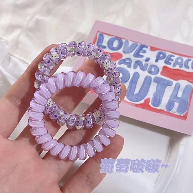 Sea Salt Cheese ~ Blue Color Telephone Line Girly Heart Fresh All-Matching Cute Hair Ring Sweet Small Rubber Band Headdress