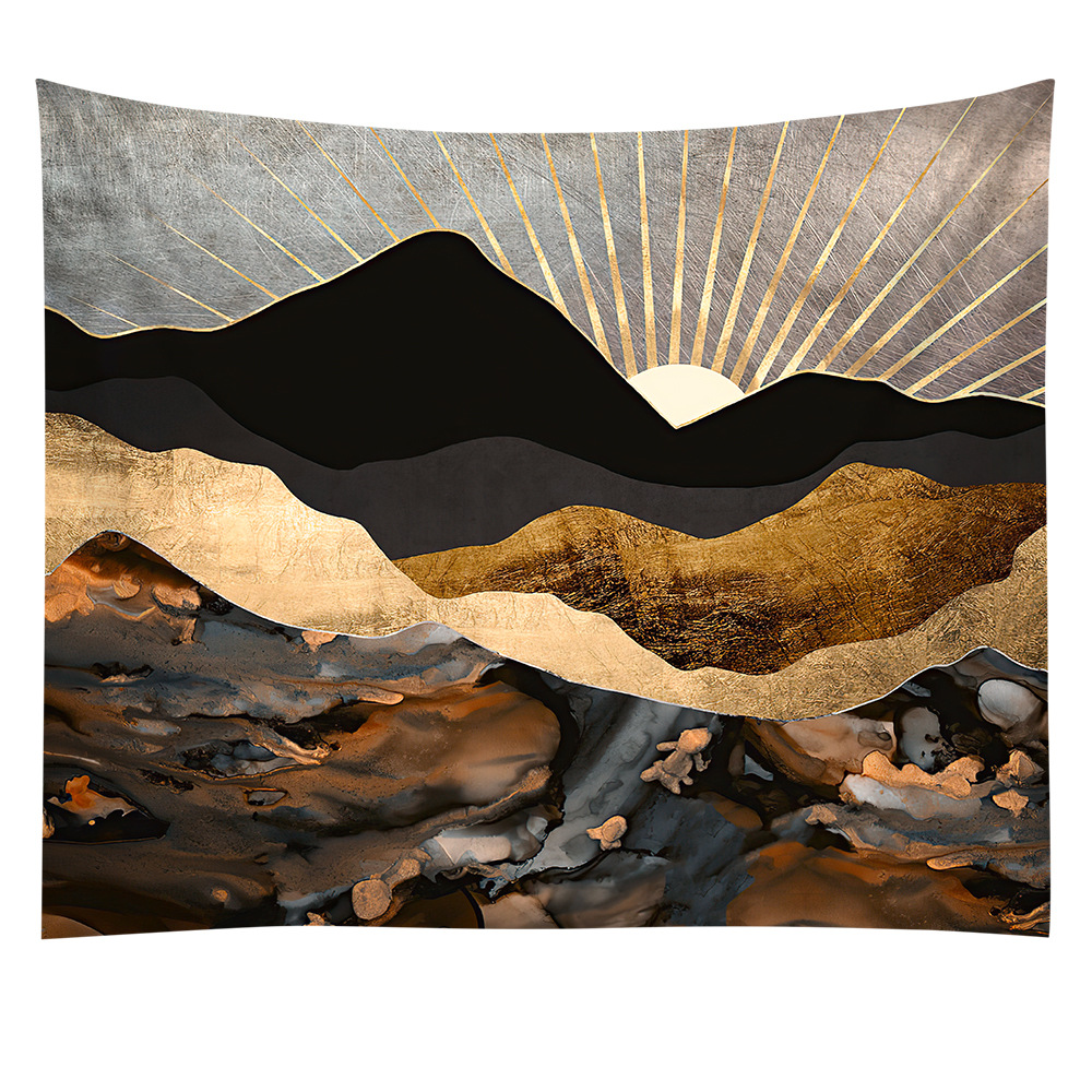 亚马逊家居装饰手绘山水画挂毯卧室地毯床头挂画沙滩巾野餐垫