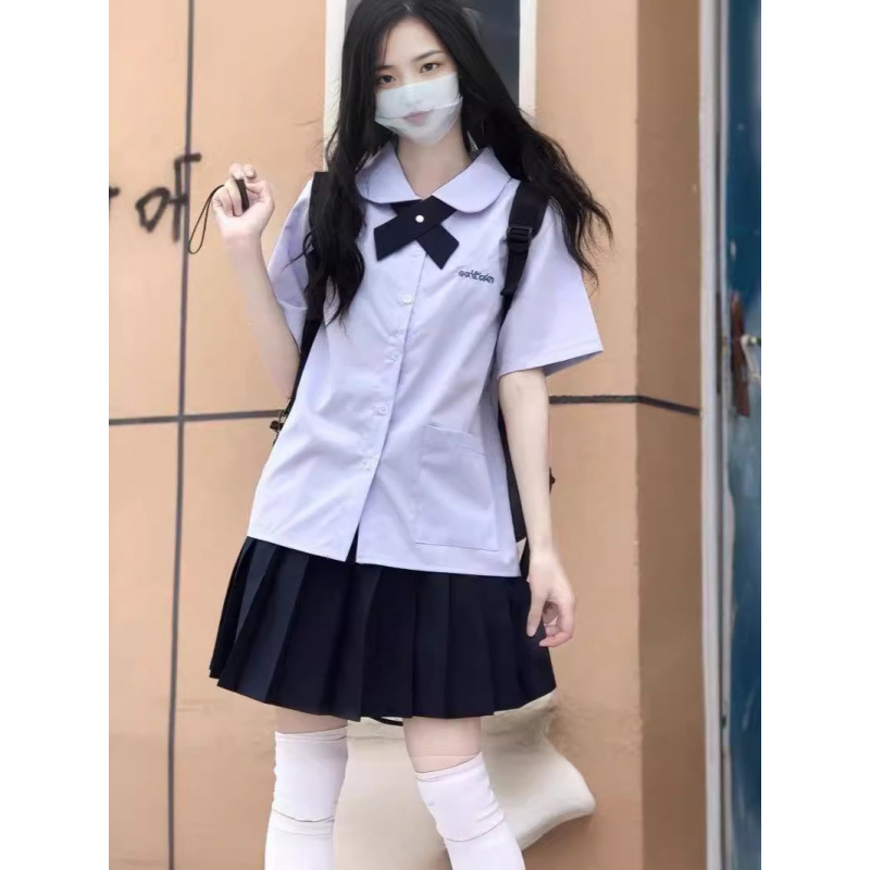 泰国泰式校服中学生jk制服女衬衫百褶裙合唱演出服毕业班服套装夏