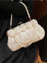 复古珍珠手提古风小包手拿款旗袍包包女手包宴会包仙女手提包小包