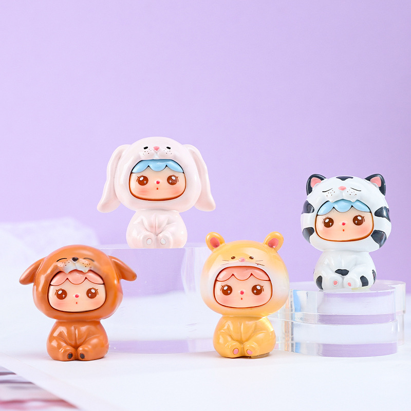 新品可爱卡通萌宠森宝软萌公仔惊喜盲盒汽车中控创意装饰品小摆件