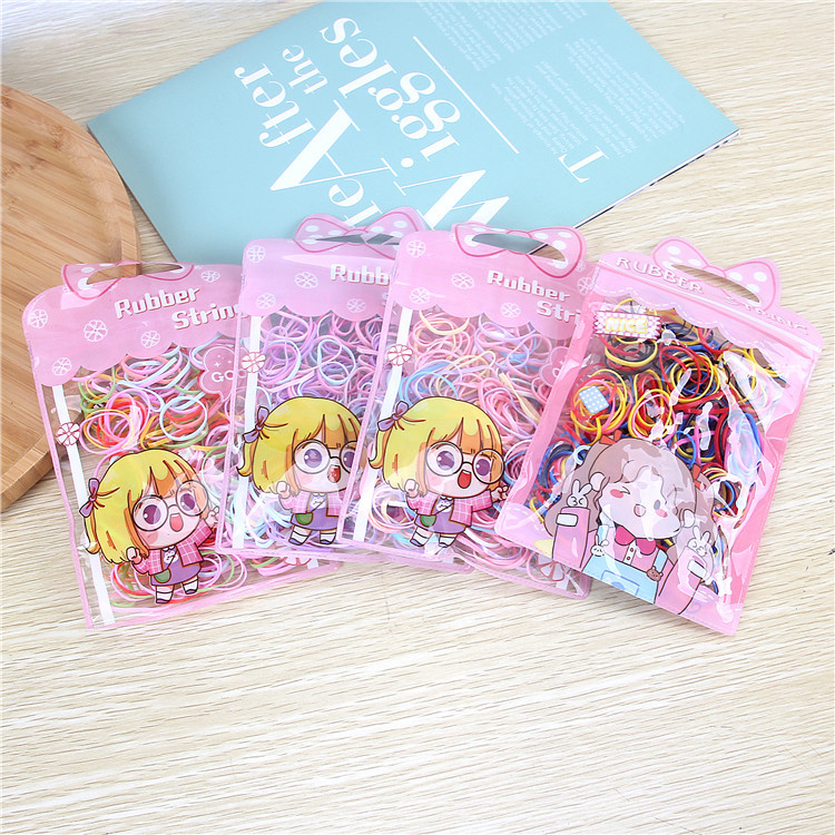 Disposable Rubber Band Wholesale Four-Color Mixed Butterfly Bag Bag Children's Rubber Band Small Braid Head Rope Two Yuan Shop