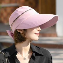 女士帽子夏季防晒紫外线遮阳帽多功能蝴蝶结两用空顶帽可拆卸气质