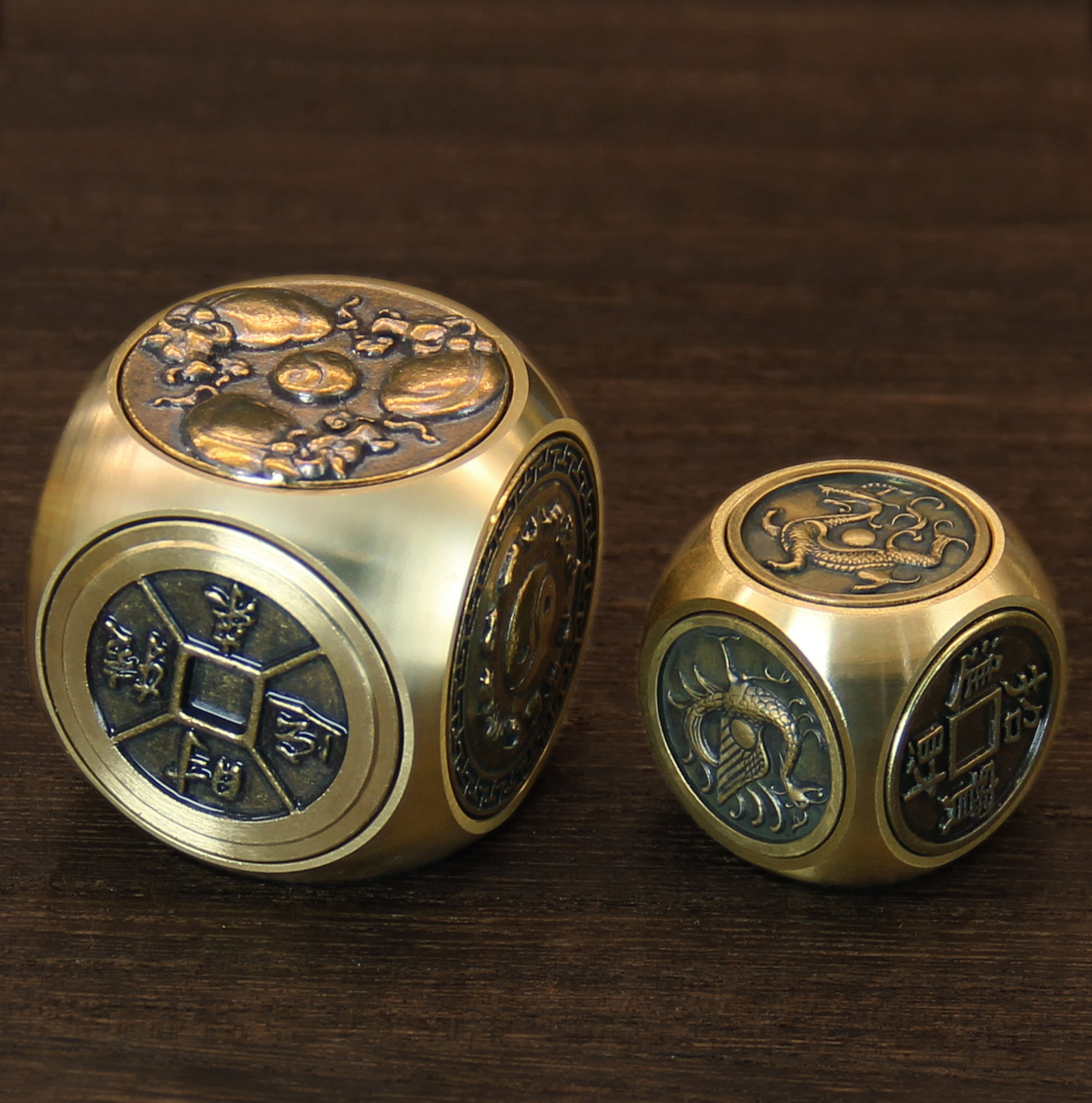 纯黄铜六面魔方手把件六面转钱扭转乾坤招财进宝铜工艺品铜器批发