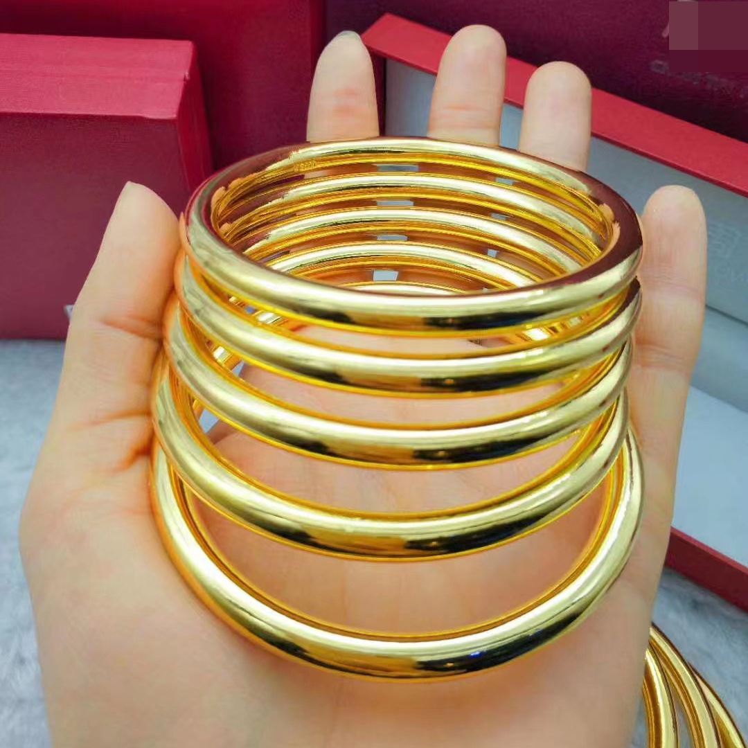 Ancient Heritage Bracelet Vietnam Placer Gold National Fashion Simple Bracelet Bracelet Female Xiaohongshu Tik Tok Live Stream National Style Solid Bracelet